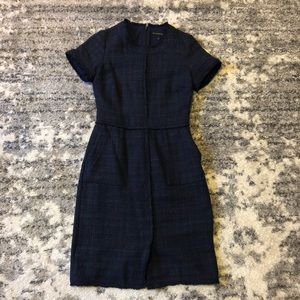 Navy Blue Wool Pencil Dress